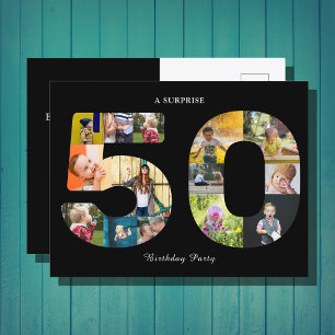 50th Birthday Party Invitation Photo Collage Briefkaart