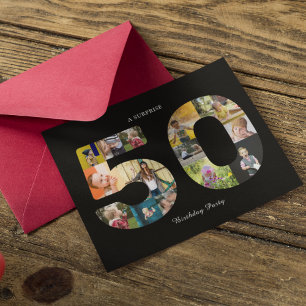 50th Birthday Party Invitation Photo Collage Briefkaart