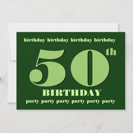 50th Birthday Party Invitation Sjabloon Green Kaart (Voorkant)