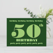 50th Birthday Party Invitation Sjabloon Green Kaart (Staand voorkant)