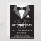 50th Birthday Party Invitation, Tuxedo Kaart (Voorkant)