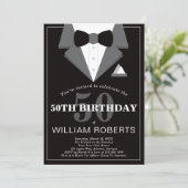 50th Birthday Party Invitation, Tuxedo Kaart (Staand voorkant)