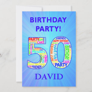 50th Birthday Party Invitation Voeg een naam toe Kaart