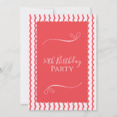 50th Birthday Party Modern Pink Red Kaart (Achterkant)