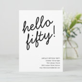 50th Birthday Party Modern Script Typography Kaart (Staand voorkant)