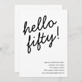 50th Birthday Party Modern Script Typography Kaart (Voorkant / Achterkant)