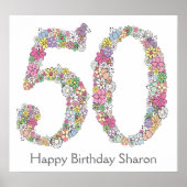 50th Birthday Party Number Banner Poster (groot) (Voorkant)