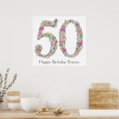 50th Birthday Party Number Banner Poster (groot) (Keuken)