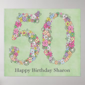 50th Birthday Party Number Banner Poster (groot) (Voorkant)