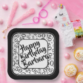 50th Birthday Party Number Pattern Black/White Papieren Bordje (Feest)