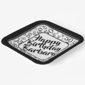 50th Birthday Party Number Pattern Black/White Papieren Bordje (Gebogen)