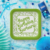 50th Birthday Party Number Pattern Green/White Papieren Bordje (Feest)