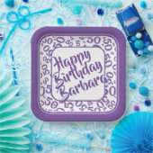 50th Birthday Party Number Pattern Paars/White Papieren Bordje (Feest)