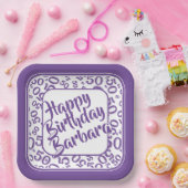 50th Birthday Party Number Pattern Paars/White Papieren Bordje (Feest)