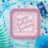 50th Birthday Party Number Pattern Pink/White Papieren Bordje (Feest)