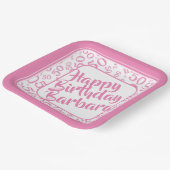 50th Birthday Party Number Pattern Pink/White Papieren Bordje (Gebogen)