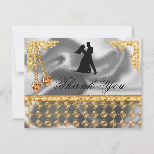 50th Birthday Party Oranje Hearts Gem, Dank u Bedankkaart (Voorkant)