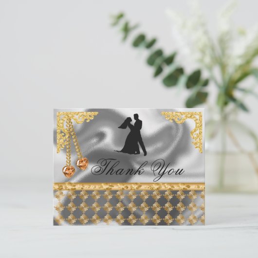 50th Birthday Party Oranje Hearts Gem, Dank u Bedankkaart (Staand voorkant)