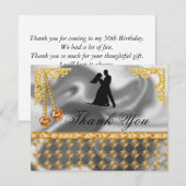 50th Birthday Party Oranje Hearts Gem, Dank u Bedankkaart (Voorkant / Achterkant)