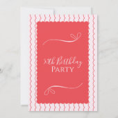 50th Birthday Party Pink Red Wavy Lines Kaart (Achterkant)