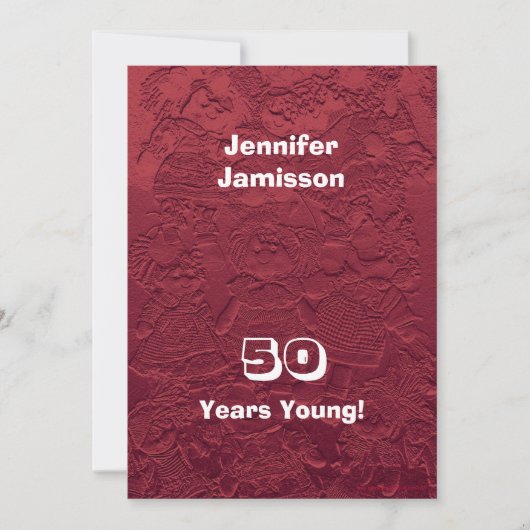 50th Birthday Party Red Rag Dolls, Name Kaart (Voorkant)