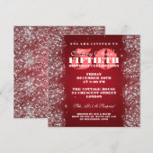 50th Birthday Party Sparking Glitter Red Kaart (Voorkant / Achterkant)