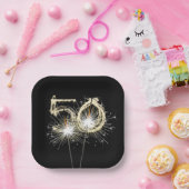 50th Birthday Party Sparklers on Black Papieren Bordje (Feest)