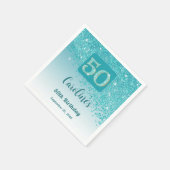 50th Birthday Party Sparkling Teal Blue Glitter Servet (Hoek)
