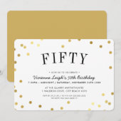 50TH BIRTHDAY PARTY stijlvolle gouden confetti spo Kaart (Voorkant / Achterkant)