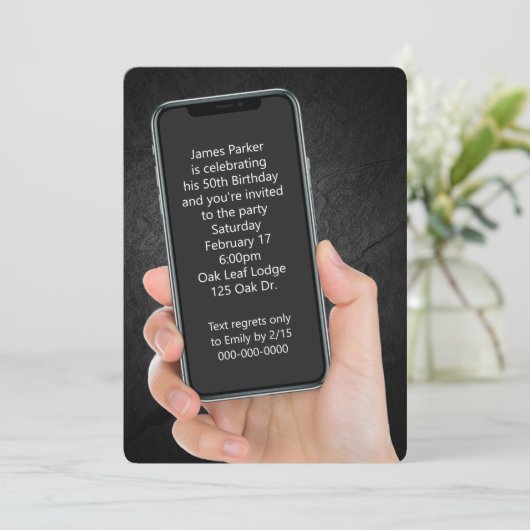 50th Birthday Party Text Message Kaart (Staand voorkant)