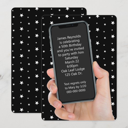50th Birthday Party Text Message Kaart (Voorkant / Achterkant)