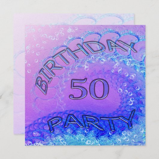 50th Birthday party uitnodiging, Abstract en bubb Kaart (Voorkant / Achterkant)