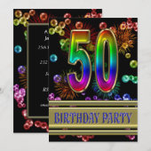 50th Birthday party Uitnodiging met bellen (Voorkant / Achterkant)