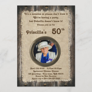 50th, Birthday Party-vrouw, elke leeftijd, hout, p Kaart