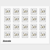 50th Birthday Party White Black Chic Favor Sticker (Vel)