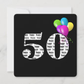 50th Birthday Party with ballonbos Kaart (Voorkant)