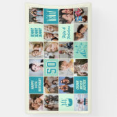 50th Birthday Photo Collage Custom Mint Green Teal Spandoek (Verticaal)