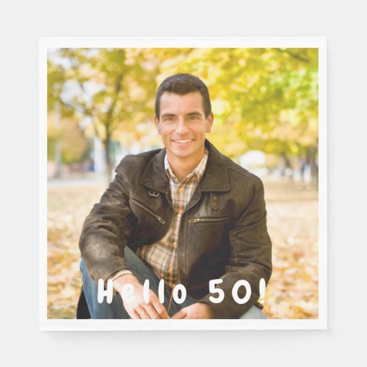 50th birthday photo hello 50 guys men luncheon servet (Voorkant)