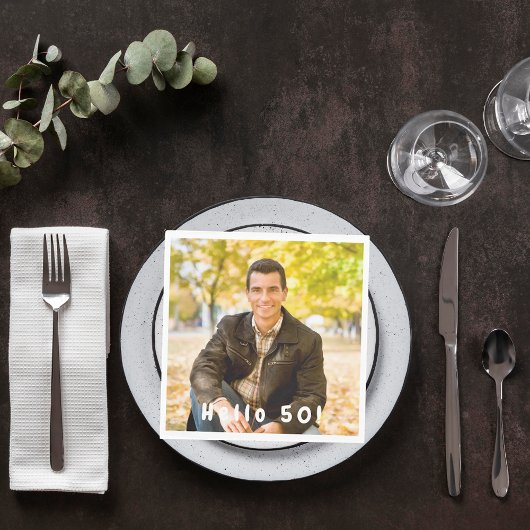50th birthday photo hello 50 guys men luncheon servet