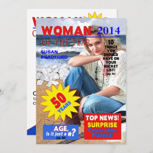 50th Birthday PHOTO Uitnodiging - Hoesje van het T (Voorkant / Achterkant)