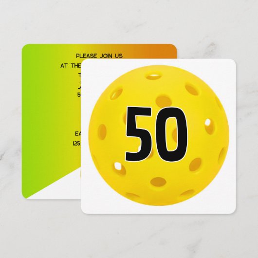 50th Birthday Pickleball Party Kaart (Voorkant / Achterkant)