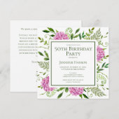 50th Birthday Pink Hydrangeas Card Request  Kaart (Voorkant / Achterkant)