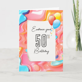 50th Birthday Psychedelic 3D Abstract Kaart