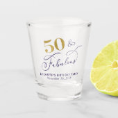 50th Birthday Purple Gold Party Favor Shot Glas (Voorkant)