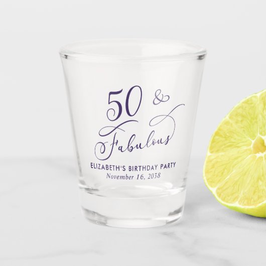 50th Birthday Purple Party Favor Shot Glas (Voorkant)