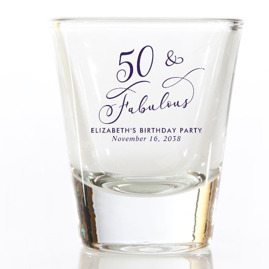 50th Birthday Purple Party Favor Shot Glas
