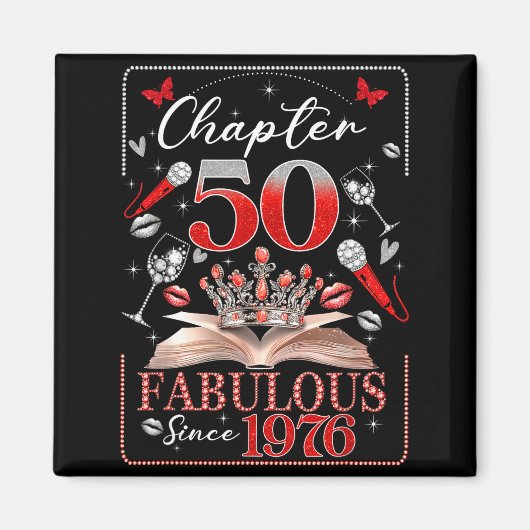 50th Birthday Queen Chapter 50 Fabulous Since 1976 Magneet (Voorkant)