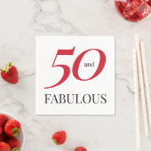 50th Birthday Red Black Typografie Paper Servet (Insitu)