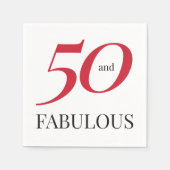 50th Birthday Red Black Typografie Paper Servet (Voorkant)