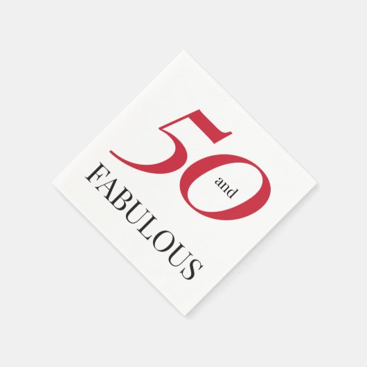 50th Birthday Red Black Typografie Paper Servet (Hoek)